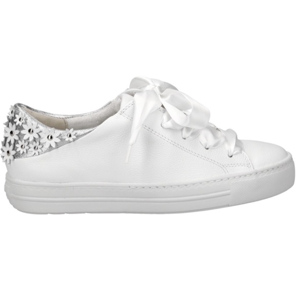 PAUL GREEN White Leather sneakers floral detail on back size US 5.5 - Picture 5 of 13